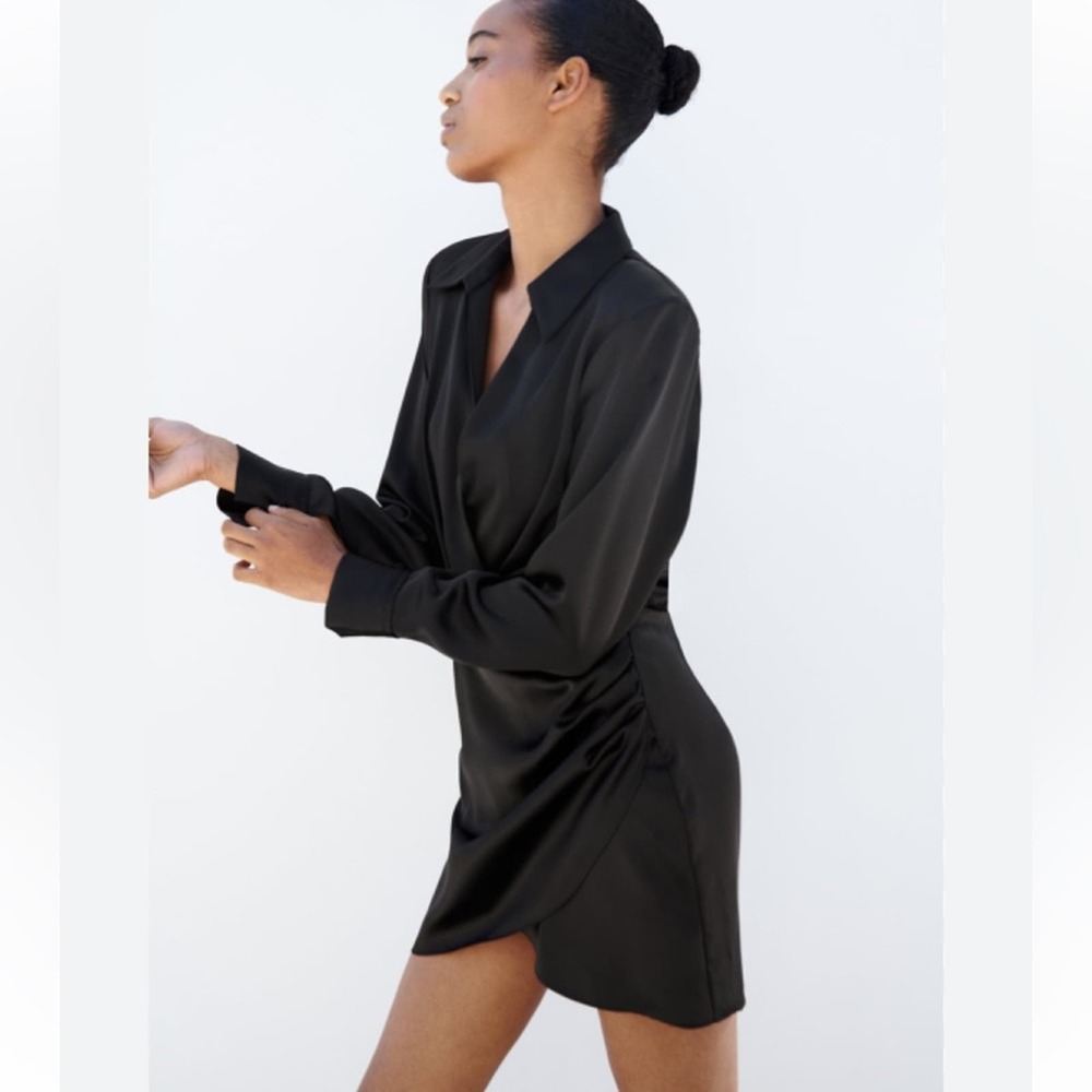 Zara Black Satin Dress